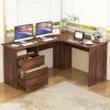 Tangkula 59" Corner Computer Desk L-Shaped Desk w/ Letter Size File Drawer & Open Shelf - image 3 of 4