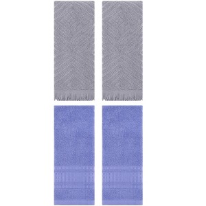 REGALWOVEN 4 Pcs Bathroom Cotton Soft and Absorbent Geometric Hand Towel 13" x 29" - 1 of 4