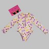Betsey Johnson Girls Rash Guard 1 Piece Swimsuit with Bonus Sunglasses - 2 of 4
