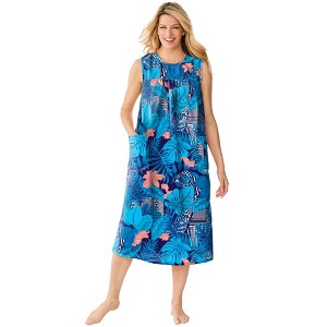 Only Necessities Plus Size Sleeveless Print Lounger - 1 of 4