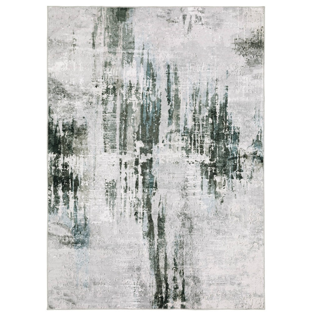 Photos - Area Rug 3'6"x5'6" Micah Washable Modern Abstract Indoor  Gray/Teal - Capti