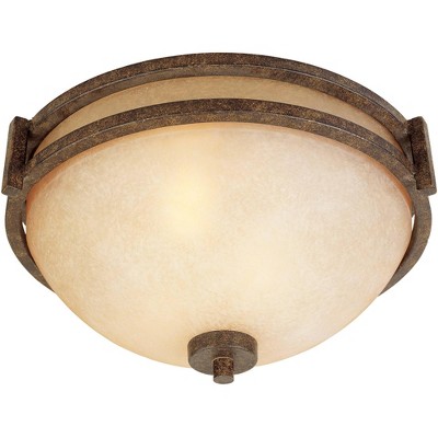 Rustic Bronze 17" Flush Mount Ceiling Light with Cream Scavo Glass Bowl