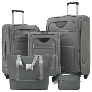 Aukfa Lightweight Soft Sided Swivel Wheels Expandable 3-Piece Luggage Set with Duffel Bag and TSA Lock - 1 of 4