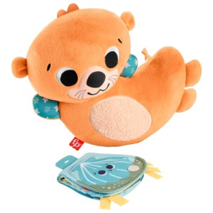 FISHER-PRICE BABY Toy 2-in-1 Rockin' Tummy Time Otter Plush Sensory Activity with Soft Book for Newborn Play Ages 0+ Months - 1 of 3
