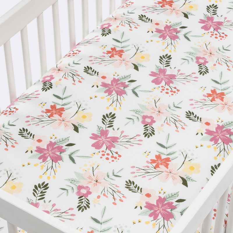 Fitted Crib Sheet - Cloud Island&#8482; - Green/Yellow/Pink, 3 of 6