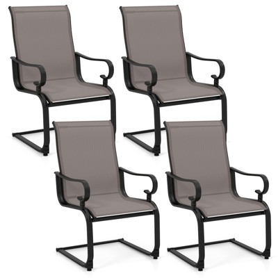 Tangkula Patio Dining Chairs Set of 4 C-Spring Motion Patio Chairs w/ Metal Frame