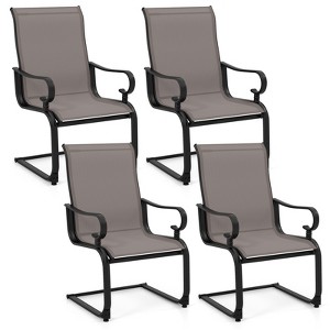 Tangkula Patio Dining Chairs Set of 4 C-Spring Motion Patio Chairs w/ Metal Frame - 1 of 4