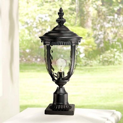Bellagio 21" Black Metal Outdoor Post Light with Clear Glass Shade