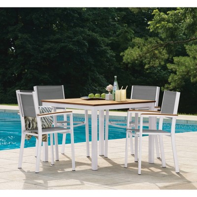 Travira 5pc 39" Square Table and Chair Dining Set - White/Gray - Oxford Garden