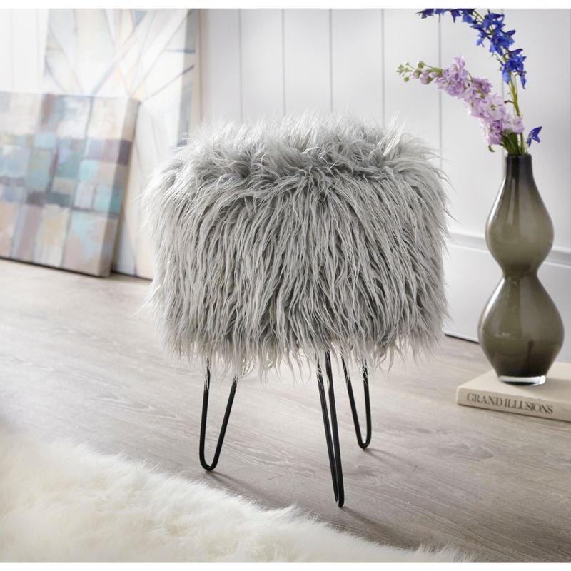 Patrice Faux Fur Stool - Buylateral, 3 of 5