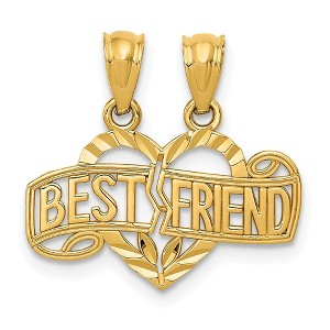 Black Bow Jewelry 14k Yellow Gold Best Friend Heart Set of 2 Pendants, 19mm - 1 of 4