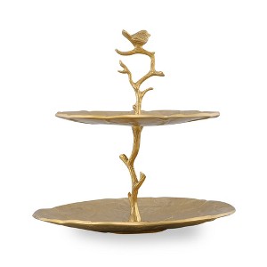 SPI Home Bird and Branch Serving Tray – 16" Round Cast Metal Tray with Nature Motif for Decorative or Functional Use - 1 of 3