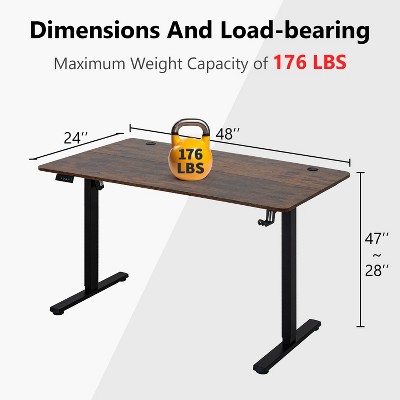 48'' Brown Adjustable Height Standing Desk with Electric Lift and Memory Function