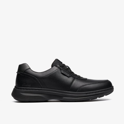 Clarks Mens Craftwell Lace Black Leather Shoes 7 Wide