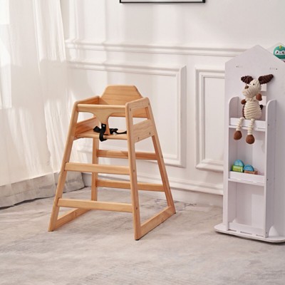 NicBex Solid Wood Baby Kids Dining Chair Booster Chair,Portable Kid Feeding Seat Chair with Safety Belt,Easy to Clean