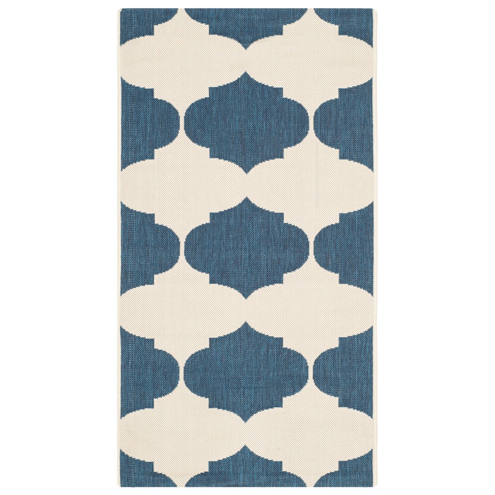 2'7inX5' Rectangle Brema Outdoor Patio Rug Beige/Navy - Safavieh