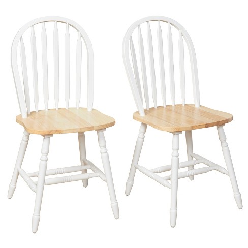 Set Of 2 Ina Windsor Wood Dining, Windsor Back Chairs White