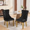 Akoasm 2-Piece Modern Velvet Upholstered Dining Chairs with Gold-Finished Wood Legs and Tacker Nail Accents-Black - 2 of 4