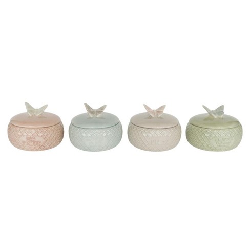 Transpac Ceramic Prayer Container with Lid Set of 4 Spring Home Decorations - image 1 of 1