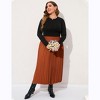 Clearlove Plus Size Pleated Skirt Women's Elastic Waist Boho  Midi Skirts with Pockets - 4 of 4