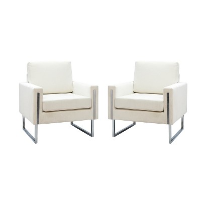 Set of 2 Idmon Contemporary Tufted Wooden Upholstered Club Chair with Metal Legs  for Bedroom and Living Room Club Chair  | ARTFUL LIVING DESIGN