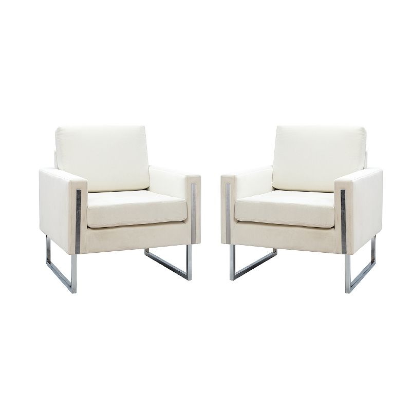 Set of 2 Idmon Contemporary Tufted Wooden Upholstered Club Chair with Metal Legs  for Bedroom and Living Room Club Chair  | ARTFUL LIVING DESIGN, 1 of 12