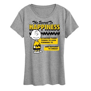Women's - Peanuts - Secret To Happiness Short Sleeve Graphic T-Shirt - 1 of 4