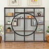 Lirago Freestanding Bookcase - 9-Tier Open Shelf Etagere with Metal Frame & Woodgrain Shelves Rustic Brown & Black - 4 of 4