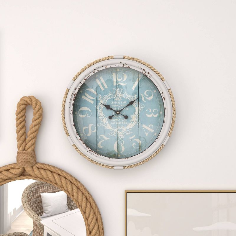 Metal Wall Clock with Rope Accents - Olivia & May, 3 of 17