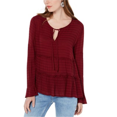 Lucky Brand Womens Tiered Peasant Blouse