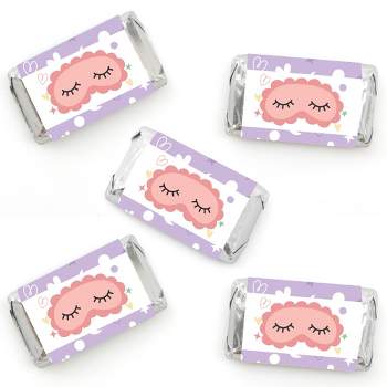 Big Dot of Happiness Pajama Slumber Party - Mini Candy Bar Wrapper Stickers - Girls Sleepover Birthday Party Small Favors - 40 Count