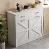 White Tilt Out Trash Cabinet with 2 drawer , Deodorising Function, Holds Up to 2x10 Gallons Capacity for Kitchen and Dining Room, and Laund - 2 of 4