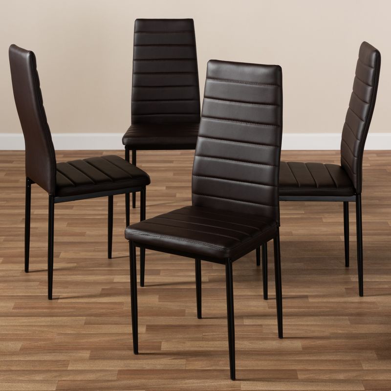 Set of 4 Armand Modern and Contemporary Faux Leather Upholstered Dining Chairs - Baxton Studio, 5 of 7
