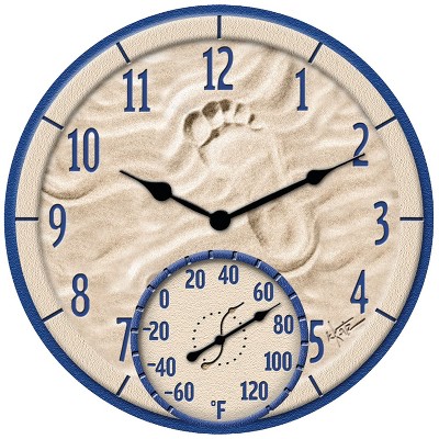 Taylor 91501 14" By The Sea Poly Resin Clock With Thermometer TAP91501