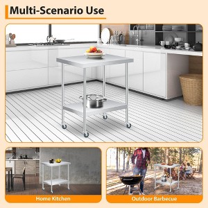 Stainless Steel Storage Table with Gloves, Cloth, Full Stainless Steel Work Table, Heavy Duty Durable Metal Storage, Food Prep Table - 1 of 4