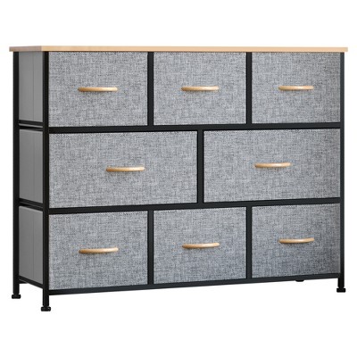 Homcom 7-drawer Dresser Storage Tower Cabinet Organizer Unit, Easy Pull  Fabric Bins With Metal Frame For Bedroom, Closets, Gray : Target