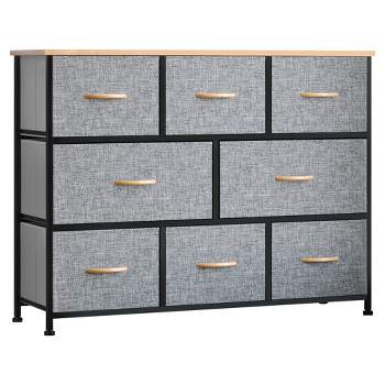 HOMCOM 8-Drawer Dresser, 3-Tier Fabric Chest of Drawers, Storage Tower Organizer Unit with Steel Frame for Bedroom, Hallway
