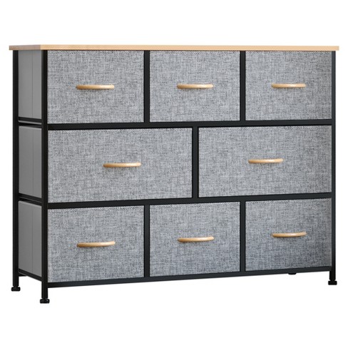 HOMCOM 8-Drawer Dresser, 3-Tier Fabric Chest of Drawers, Storage Tower  Organizer Unit with Steel Frame Wooden Top for Bedroom - On Sale - Bed Bath  & Beyond - 34116534