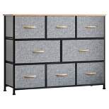HOMCOM 8-Drawer Dresser, 3-Tier Fabric Chest of Drawers, Storage Tower Organizer Unit with Steel Frame for Bedroom, Hallway, Light gray