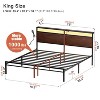 WOWLIVE Twin/Full/Queen/King Size Bed Frame with LED Light and Charging Station, Metal Frame with Storage Headboard, Large Storage Space - 3 of 4