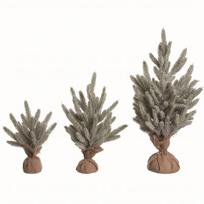 Transpac Artificial Green Christmas Floral Trees In Bag Set of 3