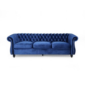 GDFStudio Kyle Upholstered 84.50" Tufted 3 Seater Sofa with Scroll Arms - 1 of 4