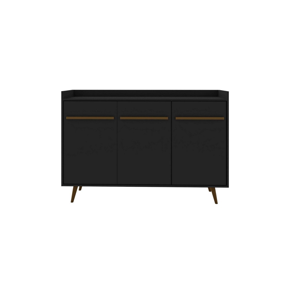 Photos - Kitchen System 53.54" Bradley Buffet Stand Black - Manhattan Comfort: Mid-Century Modern