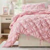 Sapphtopaz Comforter Set Puffy Bedding Set Elastic Ruching Embroidery Textured Floral Quilting Quilt - 3 of 4