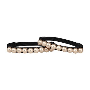 Allegra K Women Shoe Strap Belt Band with Pearls Elastic Shoe Strap 2 Pairs - 1 of 4