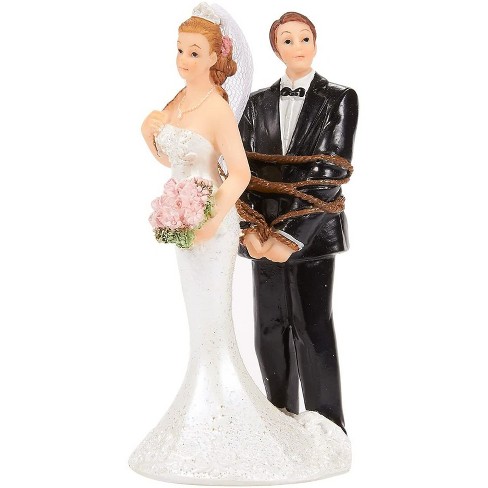 Juvale Bride Tied Up Groom Figurines Wedding Cake Topper, Wedding Party ...