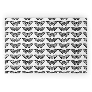 Avenie Monarch Butterfly Black and White  Looped Vinyl Welcome Mat - Society6 - 1 of 4