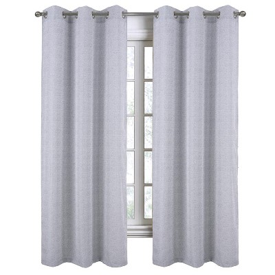 RT Designers Collection Lava Jacquard Grommet Curtain Panel Pair 36" x 84" Silver