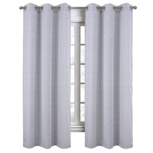 RT Designers Collection Lava Jacquard Grommet Curtain Panel Pair 36" x 84" Silver - 1 of 4
