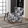 ORRD Vintage Luxury Coffee Table & High-Back Armchair Set, Antique White + Gray Chair & Walnut Table - 2 of 4